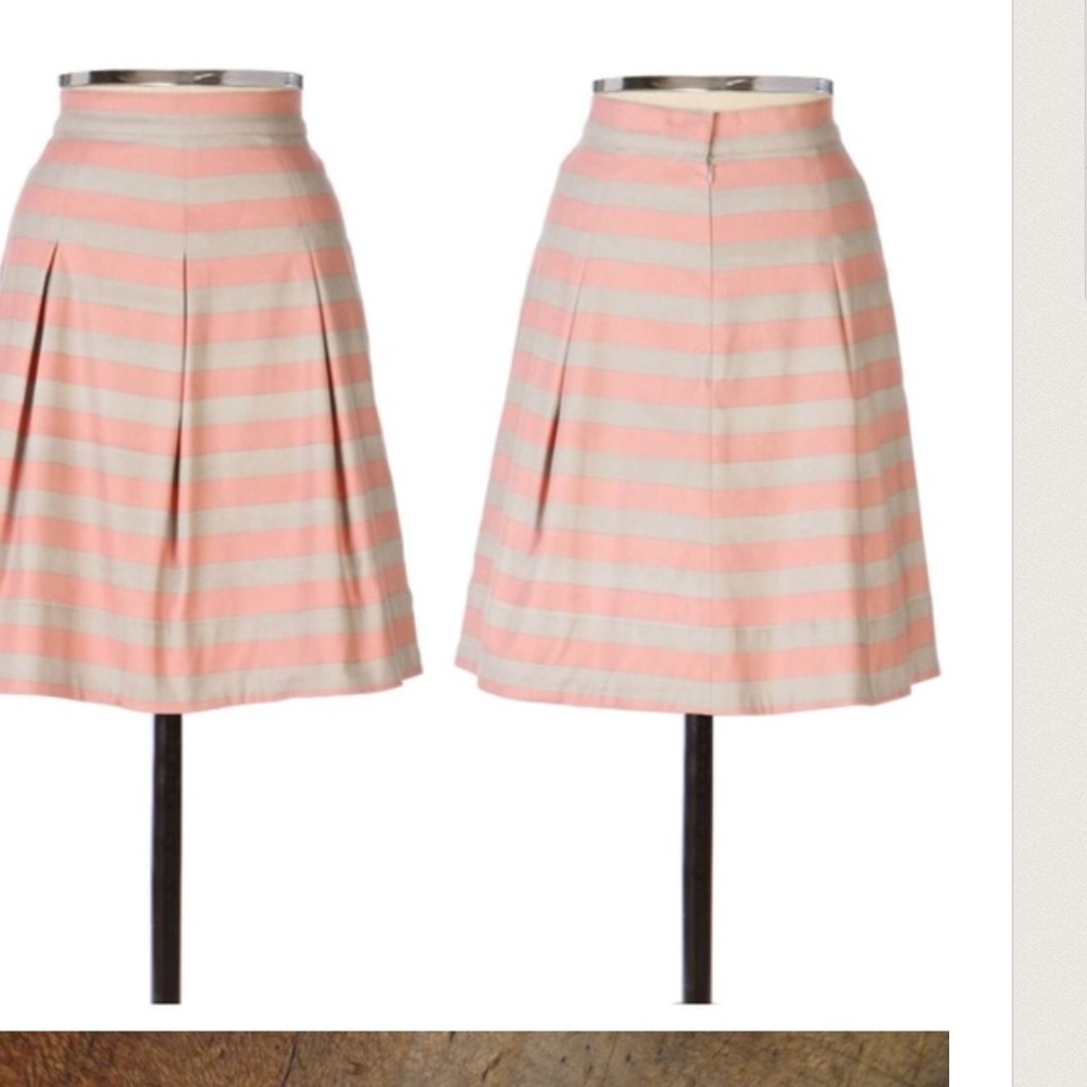 Anthropologie Grey & Pink Stripe Sweet. Life Skirt